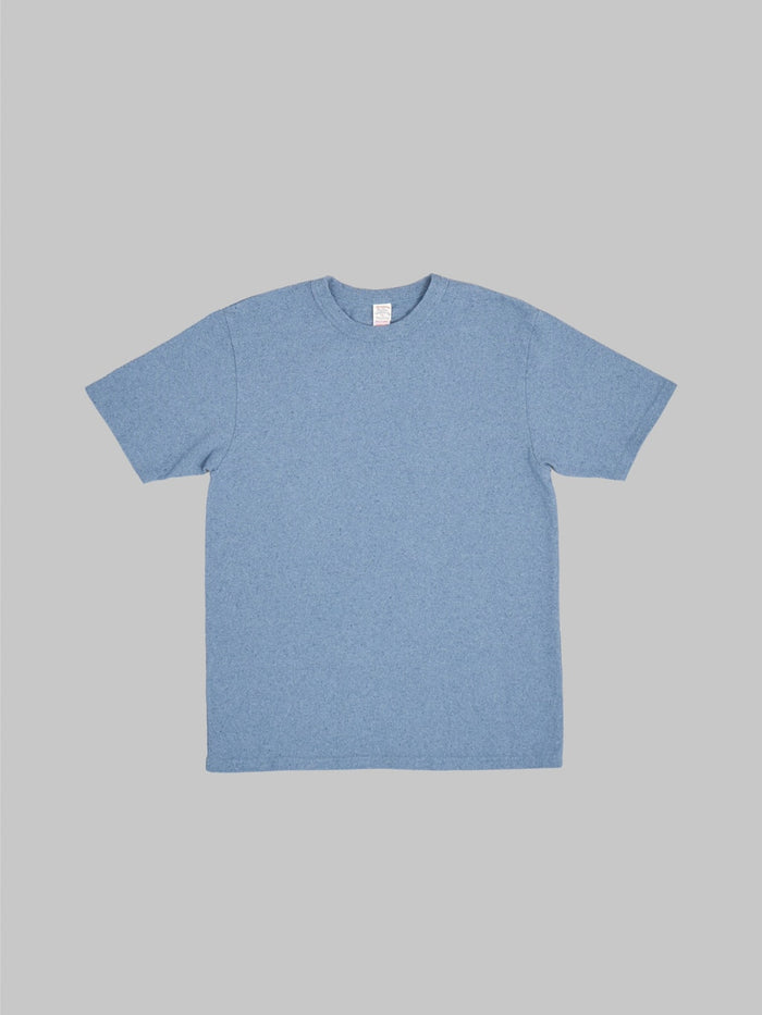 ues recycled denim short sleeve tshirt blue front