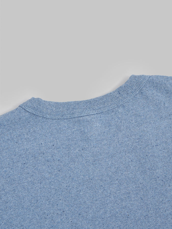 ues recycled denim short sleeve tshirt blue collar stitching