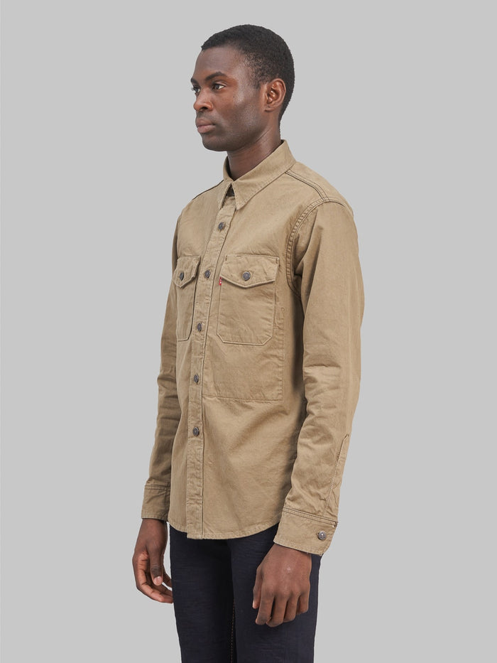 ues traveling denim shirt olive side fit