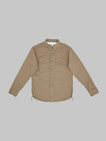 ues traveling denim shirt olive front