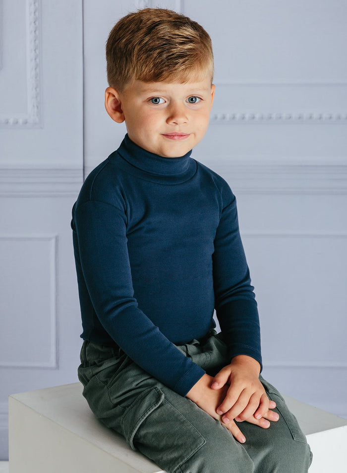 Thomas Brown Roll Neck Unisex Classic Roll Neck in Navy