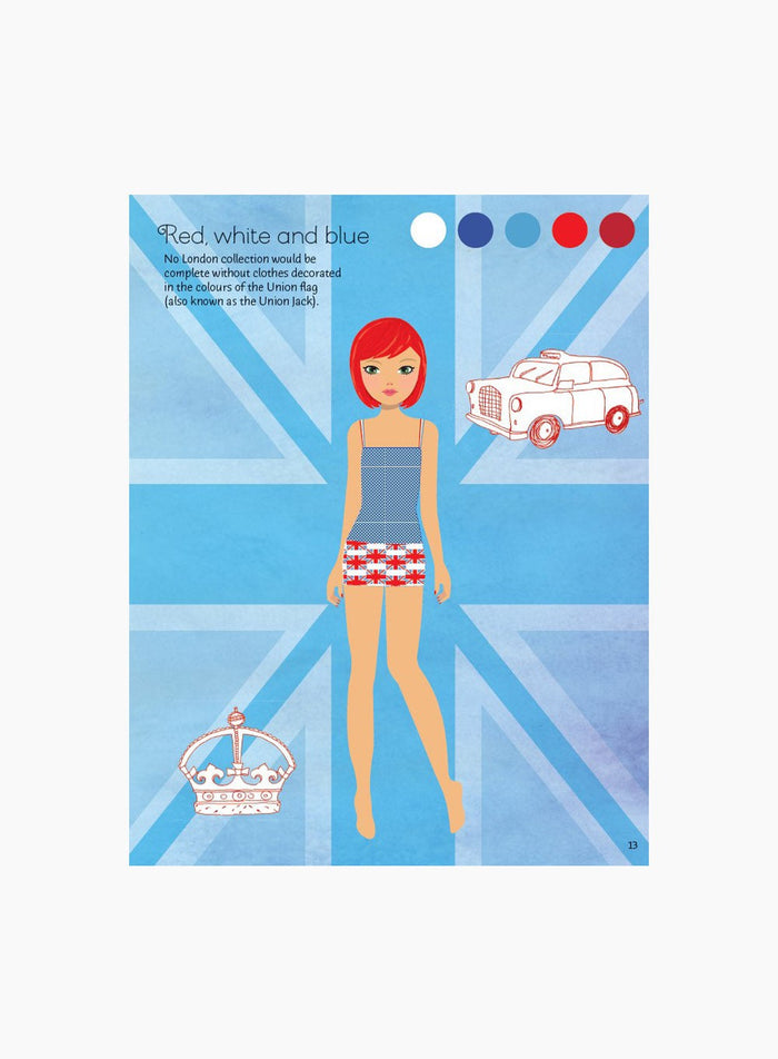 Usborne Book Usborne's Dolly Dressing Fashion Designer London Sticker Book