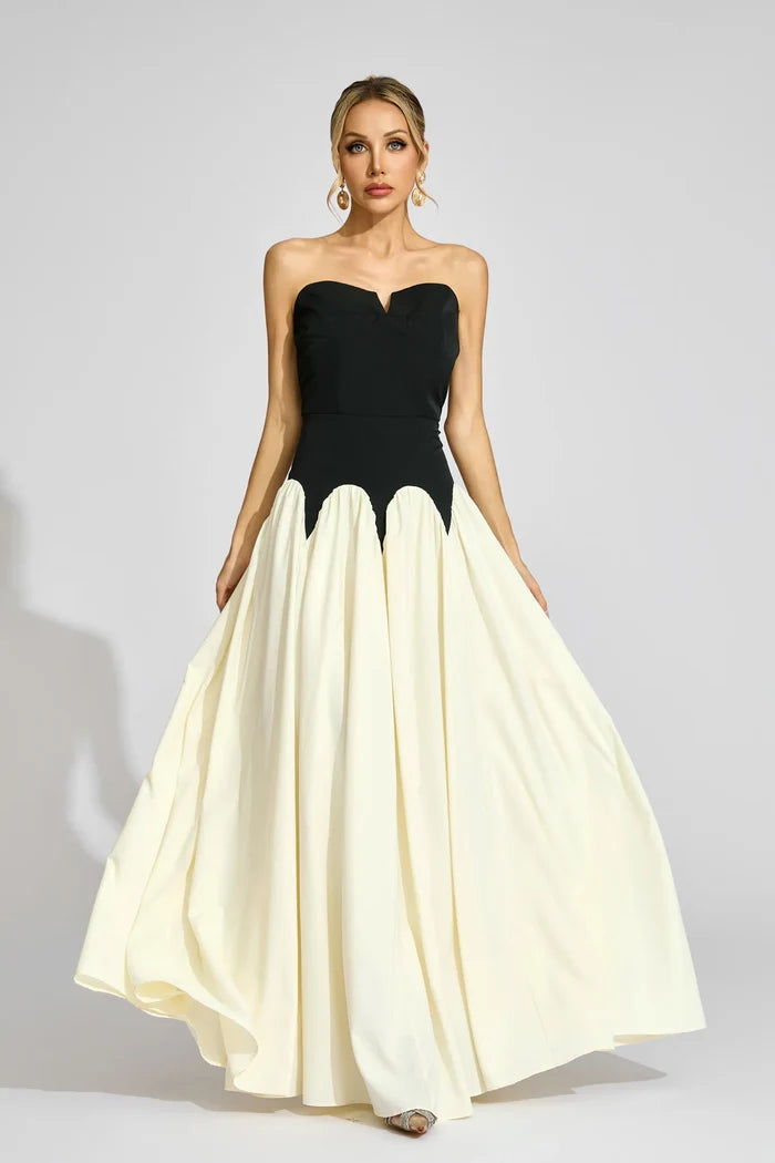 Velora Strapless Two-Tone Evening Gown