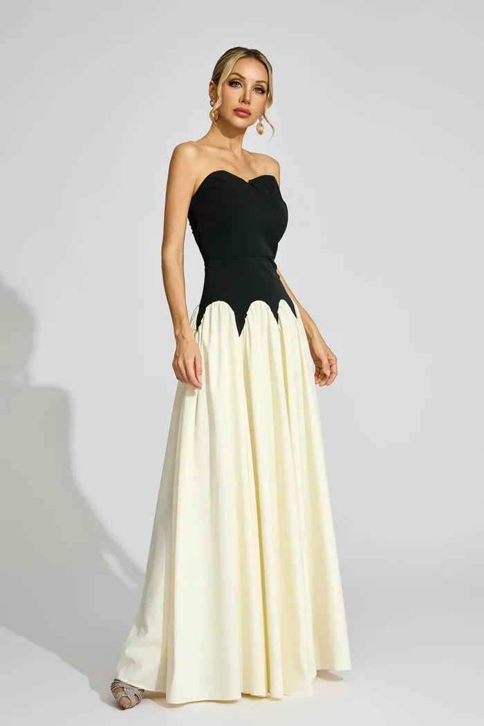 Velora Strapless Two-Tone Evening Gown