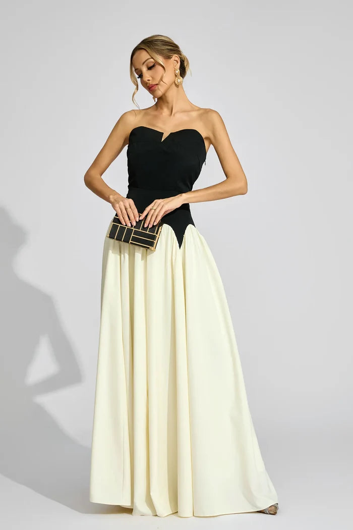 Velora Strapless Two-Tone Evening Gown