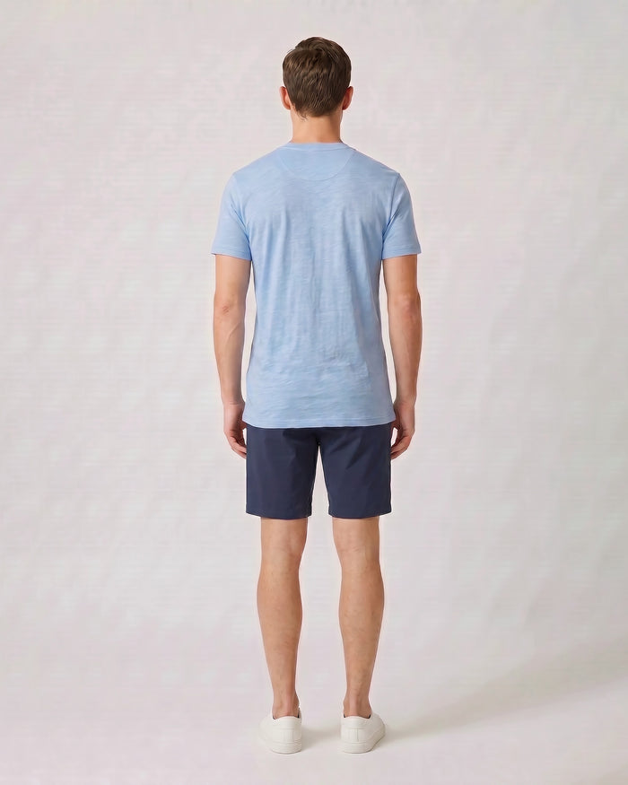 VICTOR V-NECK MERINO SHIRT IN BLUE