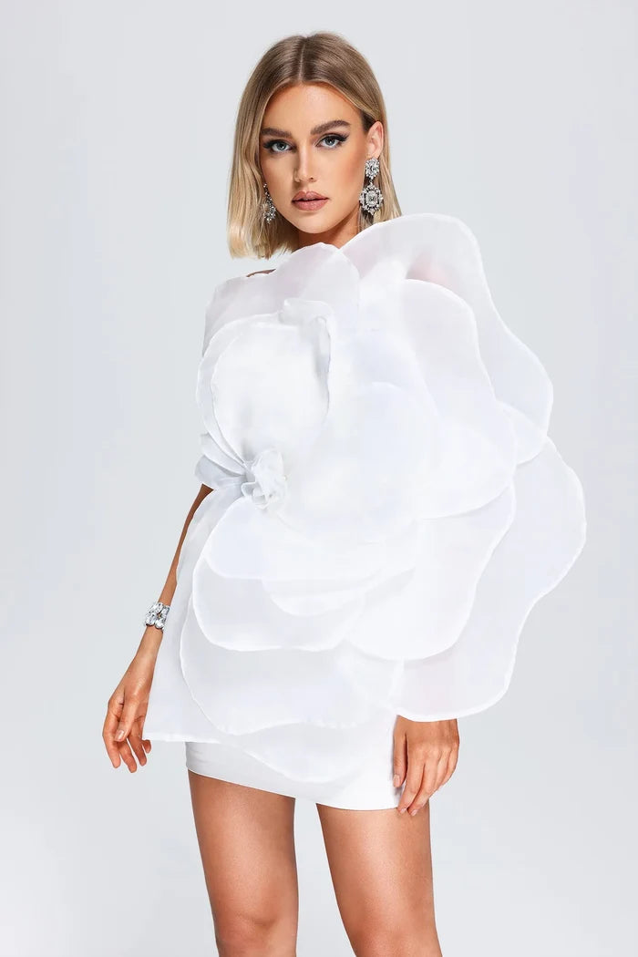 Violetta One-Shoulder Embellished Mini Dress