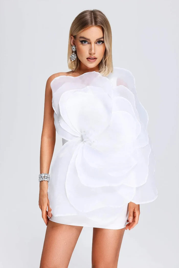 Violetta One-Shoulder Embellished Mini Dress