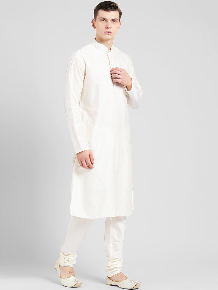 White Cotton Plain Kurta