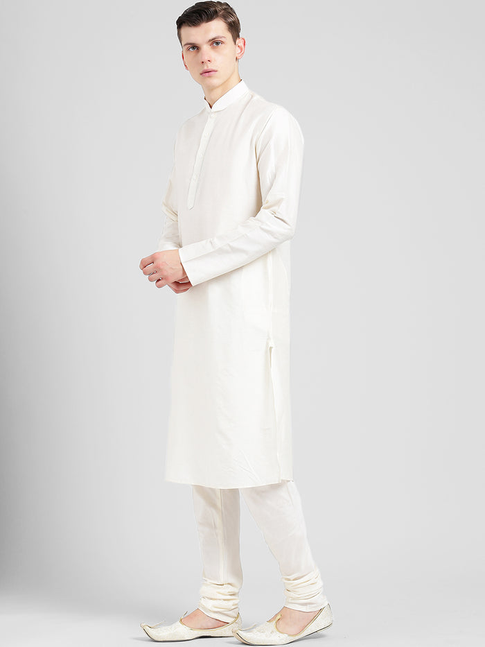 White Cotton Plain Kurta