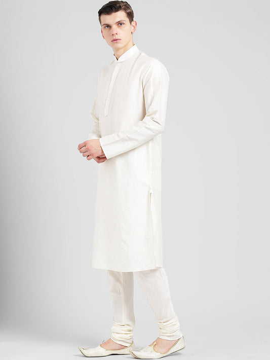 White Cotton Plain Kurta