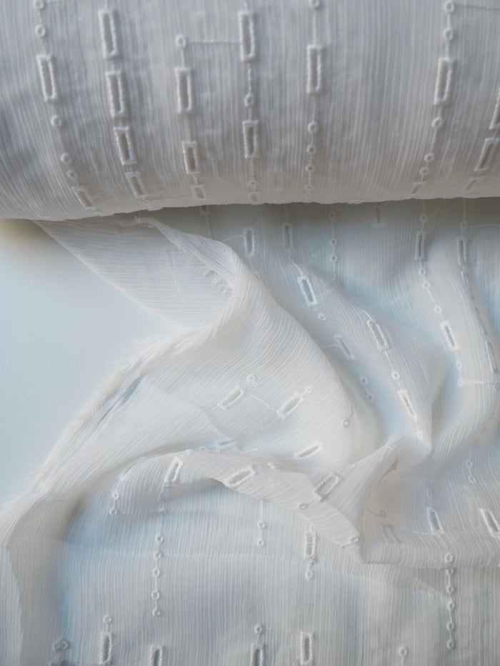 White Dash + Dot Eyelet Crinkle Chiffon