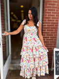 White Floral Tiered Maxi