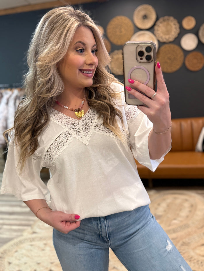 White Half Sleeve Top