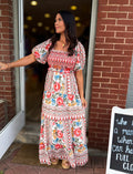White Multi Print Dress