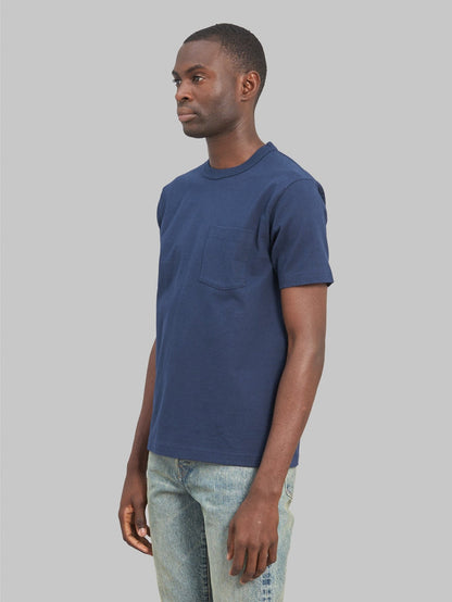 whitesville heavyweight pocket tshirt navy side fit