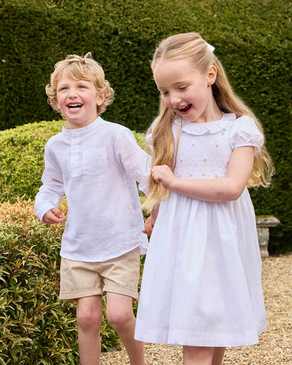 Lily Rose Dress Willow Rose Hand Smocked Dress in White