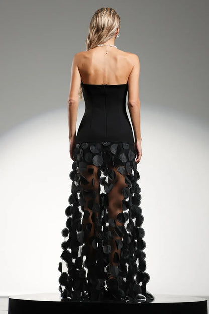 Windsor Black Strapless Circle-Detail Gown