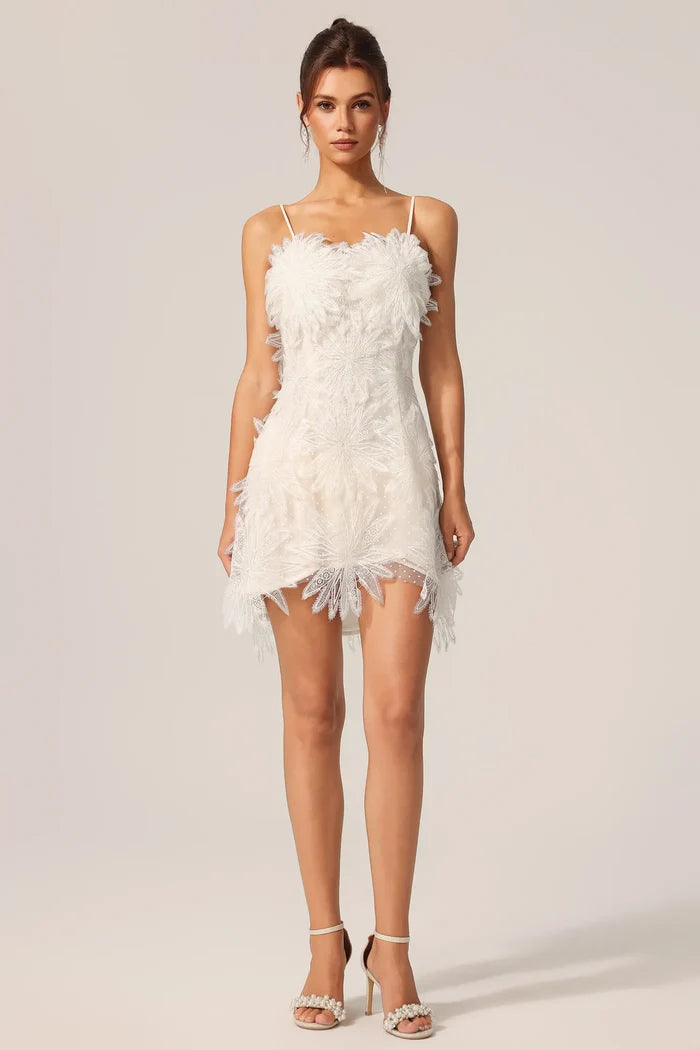 Wynter Feather-Embellished Mini Dress