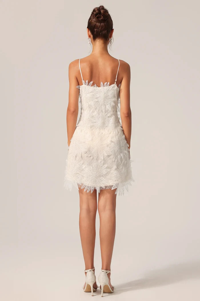 Wynter Feather-Embellished Mini Dress