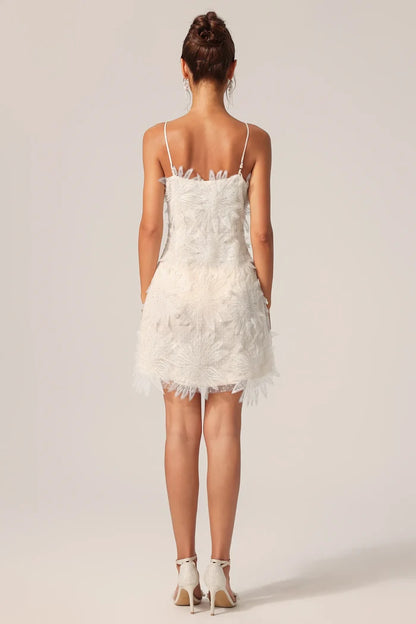 Wynter Feather-Embellished Mini Dress