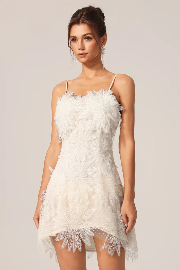 Wynter Feather-Embellished Mini Dress