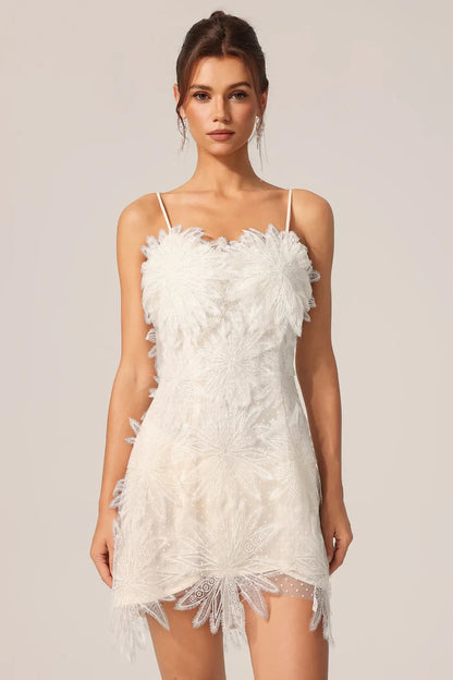 Wynter Feather-Embellished Mini Dress