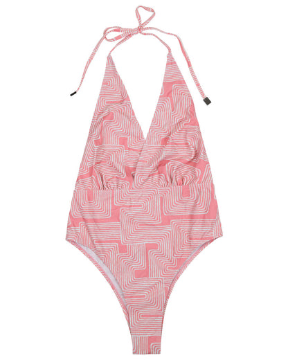 XENA INTER TWINE CORAL WOMENS HALTER ONE-PIECE SWIMSUIT