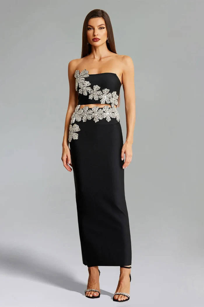 Yasmina Strapless Sequin Lace Mini Dress