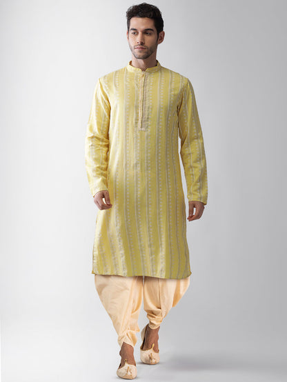 Yellow Printed Cotton Blend Festive Kurta