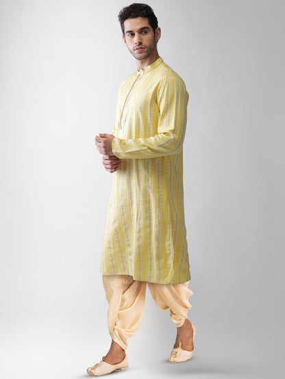 Yellow Printed Cotton Blend Festive Kurta