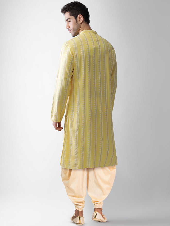 Yellow Printed Cotton Blend Festive Kurta