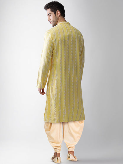 Yellow Printed Cotton Blend Festive Kurta