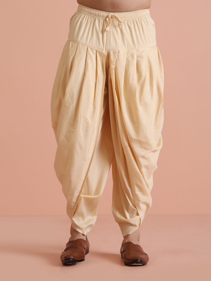 Yellow Silk Blend Kurta Dhoti Set