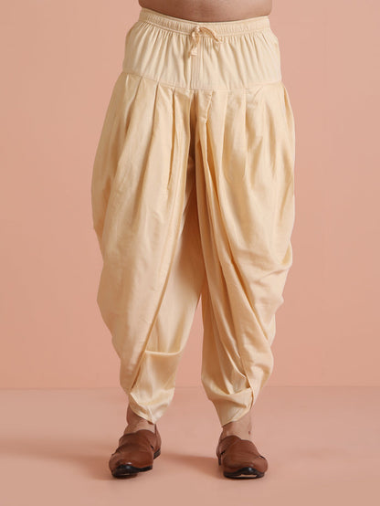 Yellow Silk Blend Kurta Dhoti Set