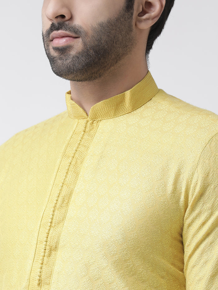 Yellow Silk Blend Kurta Patiala Set