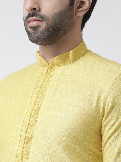 Yellow Silk Blend Kurta Patiala Set