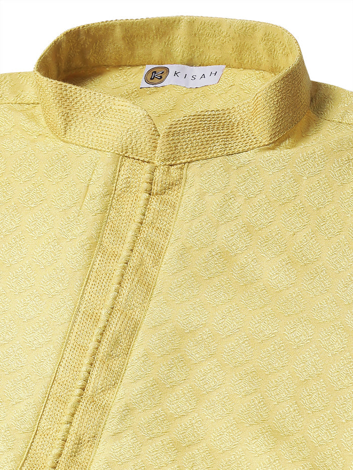 Yellow Silk Blend Kurta Patiala Set