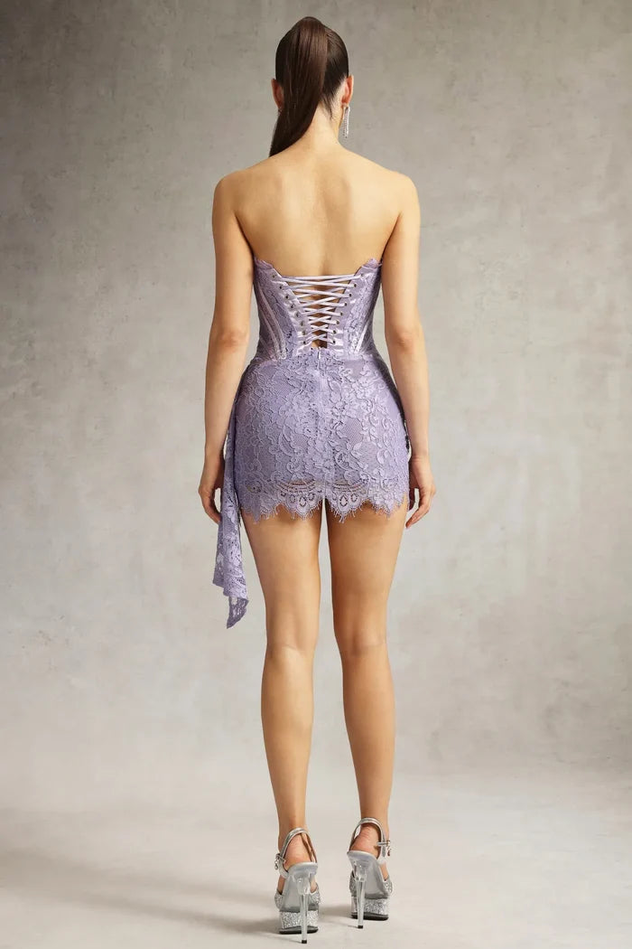 Zafira Lavender Lace Corset Mini Dress