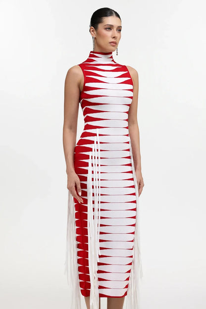 Zendaya Red & White Midi Dress