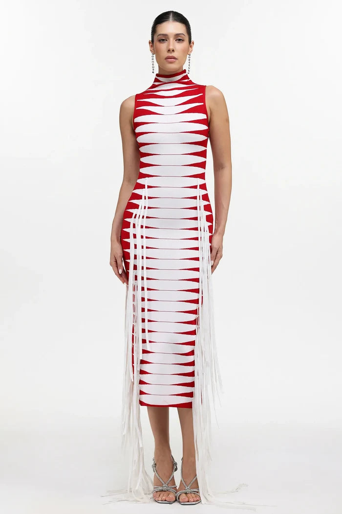 Zendaya Red & White Midi Dress