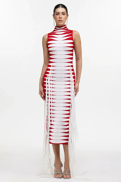 Zendaya Red & White Midi Dress