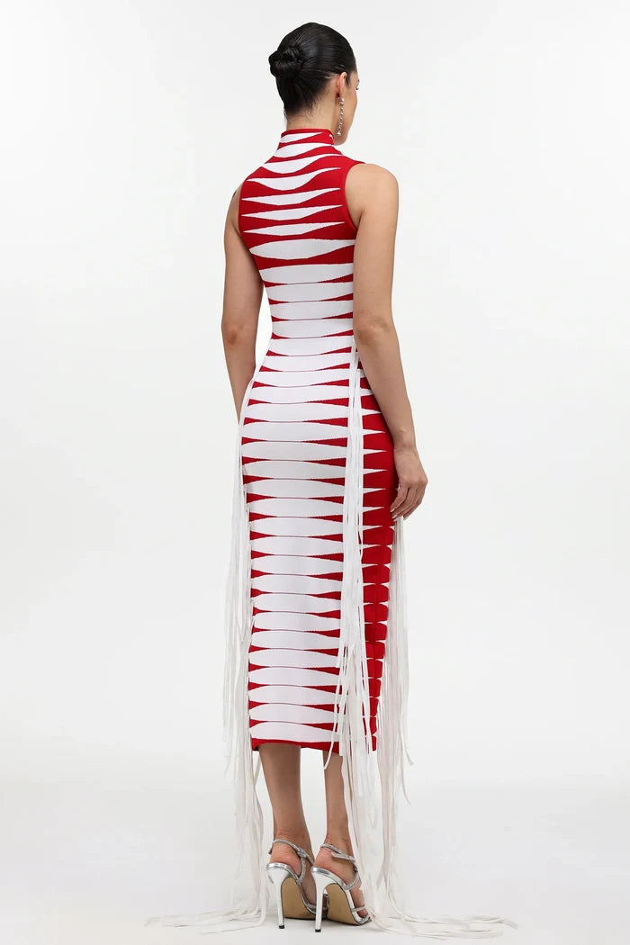 Zendaya Red & White Midi Dress
