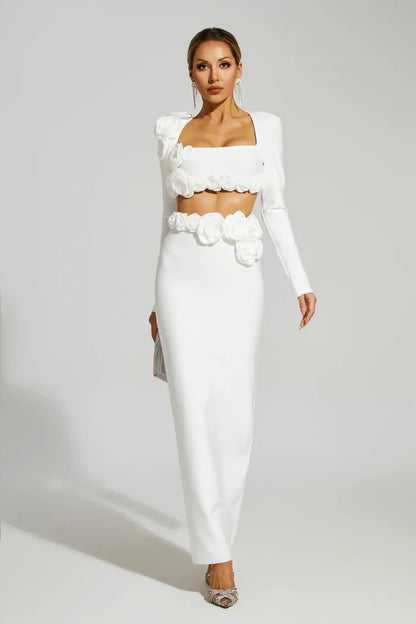 Zinnia White Elegance Knit Two-Piece Set