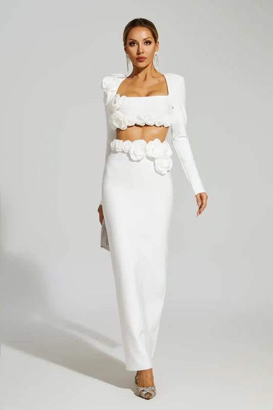 Zinnia White Elegance Knit Two-Piece Set