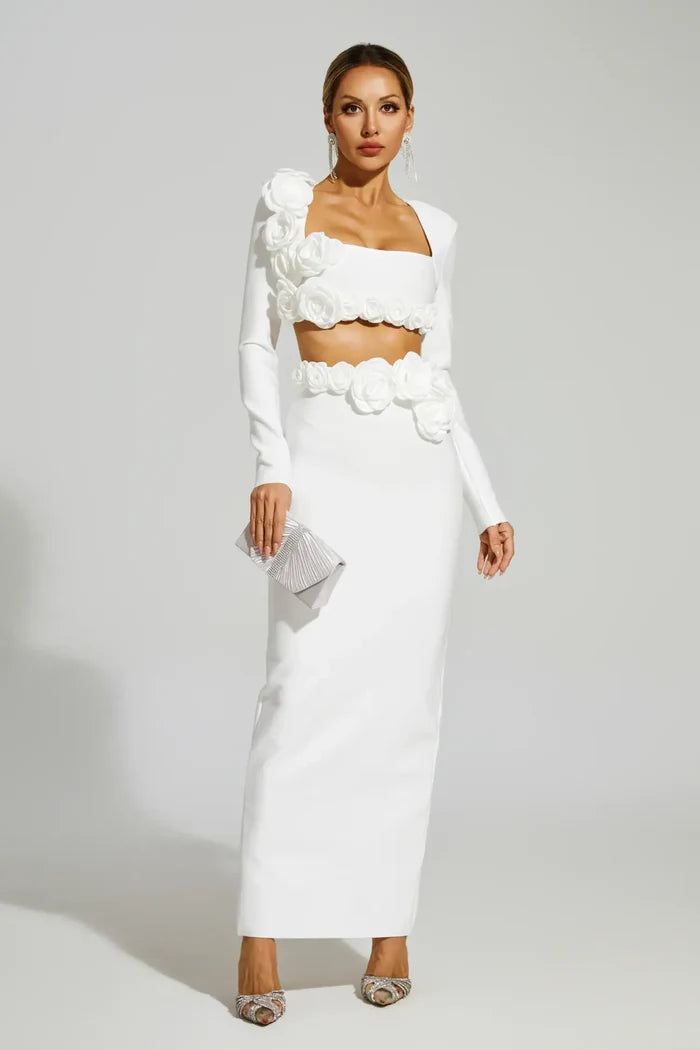 Zinnia White Elegance Knit Two-Piece Set