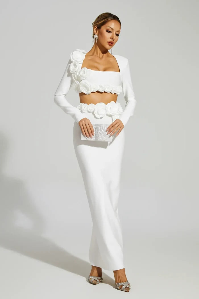 Zinnia White Elegance Knit Two-Piece Set