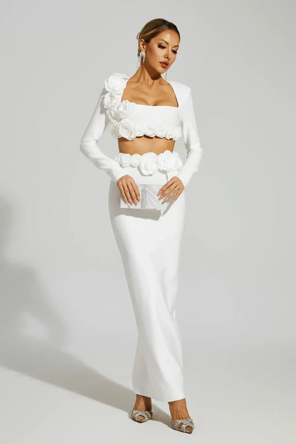 Zinnia White Elegance Knit Two-Piece Set