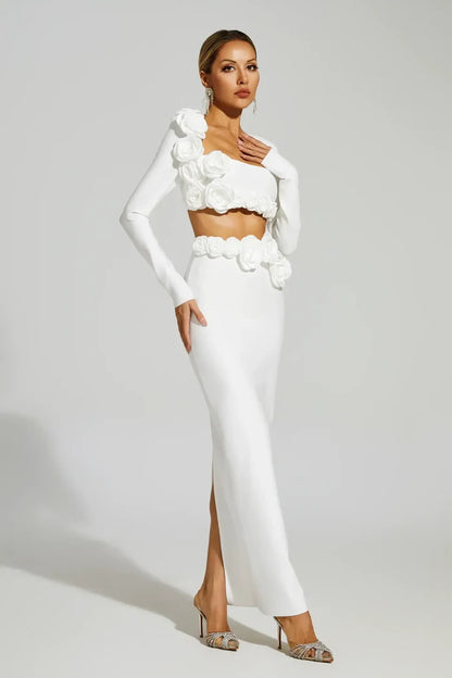 Zinnia White Elegance Knit Two-Piece Set